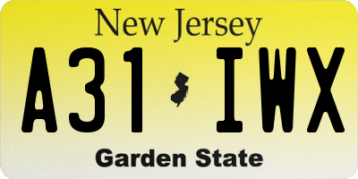 NJ license plate A31IWX