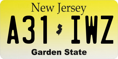 NJ license plate A31IWZ