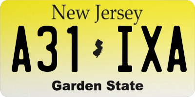 NJ license plate A31IXA