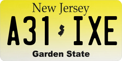 NJ license plate A31IXE