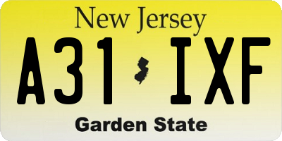 NJ license plate A31IXF