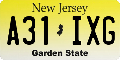 NJ license plate A31IXG