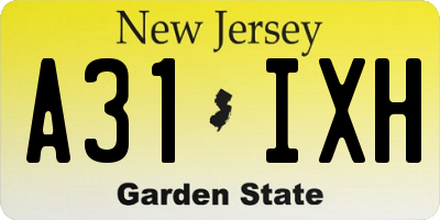 NJ license plate A31IXH