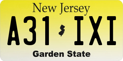 NJ license plate A31IXI