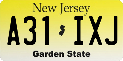 NJ license plate A31IXJ