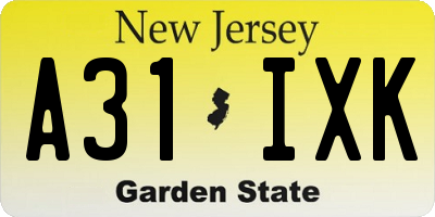 NJ license plate A31IXK