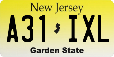 NJ license plate A31IXL