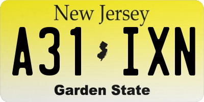 NJ license plate A31IXN