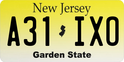 NJ license plate A31IXO