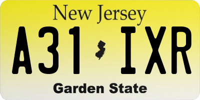 NJ license plate A31IXR