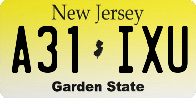 NJ license plate A31IXU