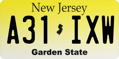 NJ license plate A31IXW
