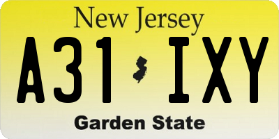 NJ license plate A31IXY