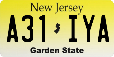 NJ license plate A31IYA