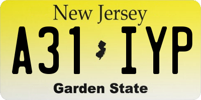 NJ license plate A31IYP