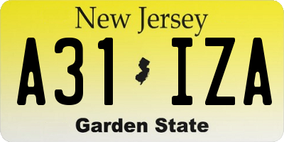 NJ license plate A31IZA