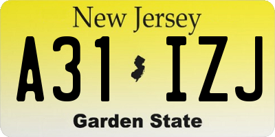 NJ license plate A31IZJ