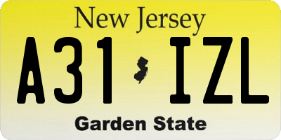 NJ license plate A31IZL