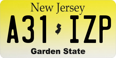NJ license plate A31IZP