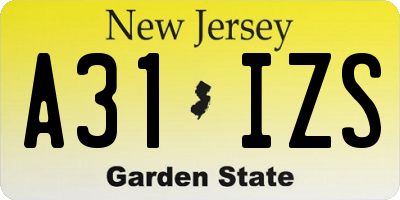 NJ license plate A31IZS
