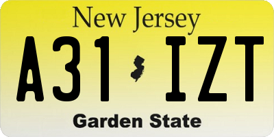 NJ license plate A31IZT