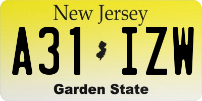 NJ license plate A31IZW