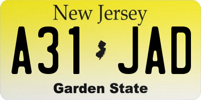 NJ license plate A31JAD
