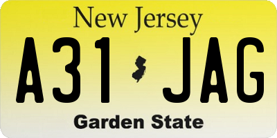 NJ license plate A31JAG