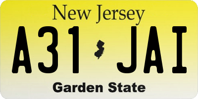NJ license plate A31JAI