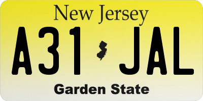 NJ license plate A31JAL