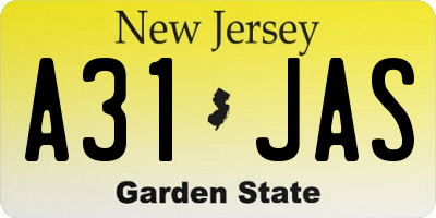 NJ license plate A31JAS