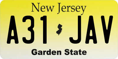 NJ license plate A31JAV