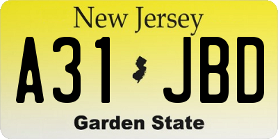 NJ license plate A31JBD
