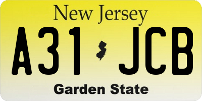 NJ license plate A31JCB