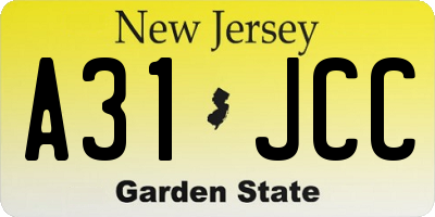 NJ license plate A31JCC