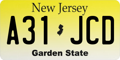 NJ license plate A31JCD