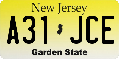 NJ license plate A31JCE