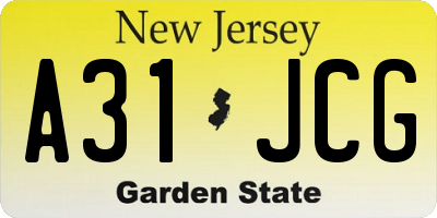 NJ license plate A31JCG