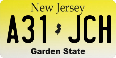 NJ license plate A31JCH