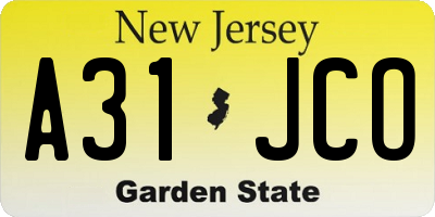 NJ license plate A31JCO