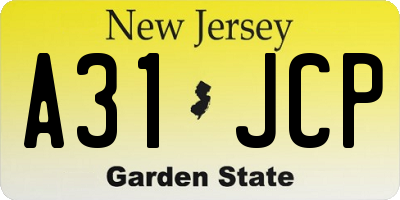 NJ license plate A31JCP