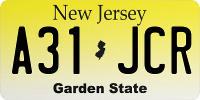 NJ license plate A31JCR