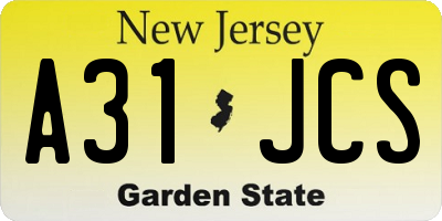 NJ license plate A31JCS
