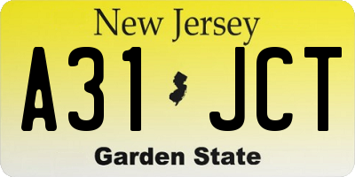 NJ license plate A31JCT