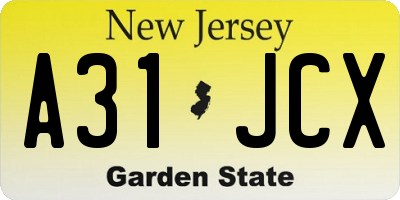 NJ license plate A31JCX