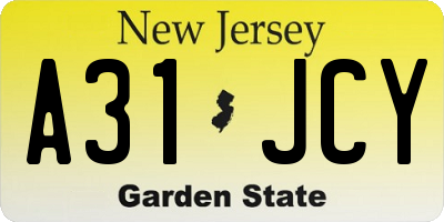 NJ license plate A31JCY