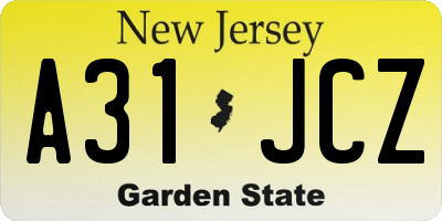 NJ license plate A31JCZ