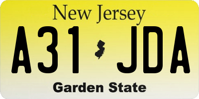 NJ license plate A31JDA