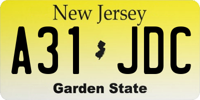 NJ license plate A31JDC