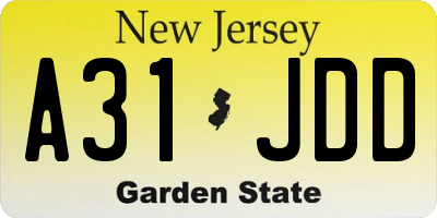 NJ license plate A31JDD